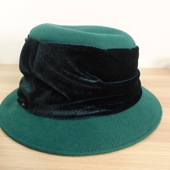 Vintage BETMAR Women Hat Blue Derby Velvet Fancy Ribbon Felt Cocktail Formal 90s main image 8